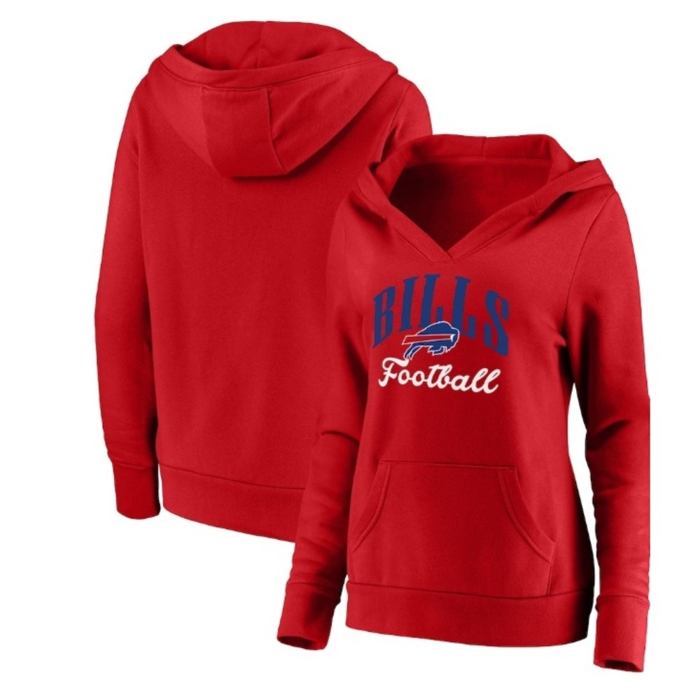 Fanatics Buffalo Bills Team Victory Script Crossover Pullover Hoodie Red Medium